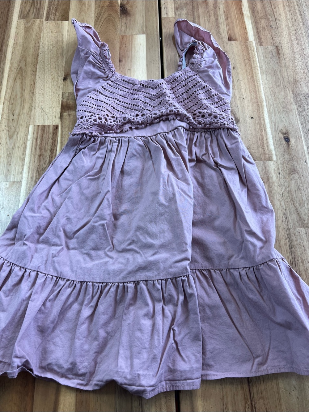 Speechless Kids Pink Boho Dress Size 7 Crochet Lace Flutter Sleeve